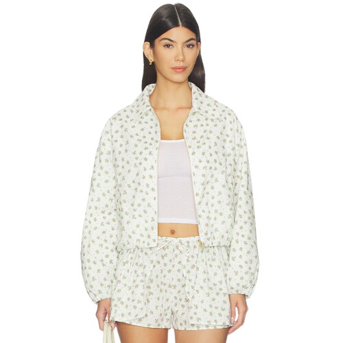 [秋冬新品]Maude Club米白色外套碎花翻领拉链甜美夹克REVOLVE