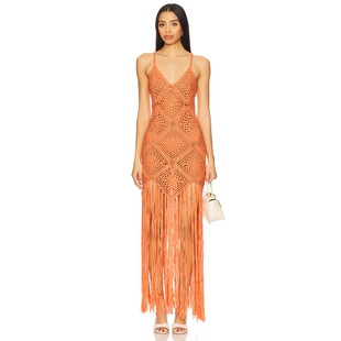 [春季新品]Line & Dot WANDERING 钩针连衣裙女 珊瑚色REVOLVE