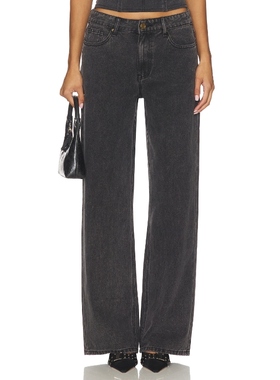 [冬季新品]LIONESS RISING 牛仔裤黑色直筒裤丹宁长裤REVOLVE