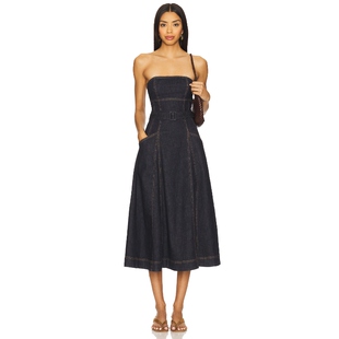 Bandeau Denim Midi Dress self 蓝色REVOLVE小众新款 portrait