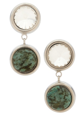 LELET NY CLARE CRYSTAL AND STONE 垂褶耳饰 蓝绿色REVOLVE小众