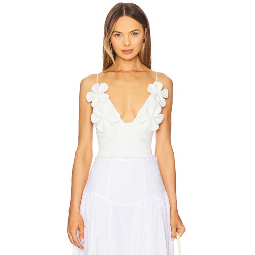[夏季新品]Bardot Ingrid Fitted Flower Top 白色辣妹风REVOLVE