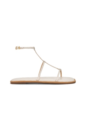 Kaanas 象牙白平底凉鞋细带简约度假罗马沙滩鞋REVOLVE新款女鞋