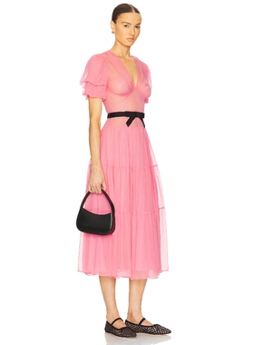 [冬季新品]Helsa 连衣裙珊瑚色静奢风收腰显瘦度假沙滩裙REVOLVE