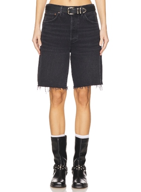 [冬季新品]AGOLDE 90&apos复古风黑色毛边牛仔短裤REVOLVE