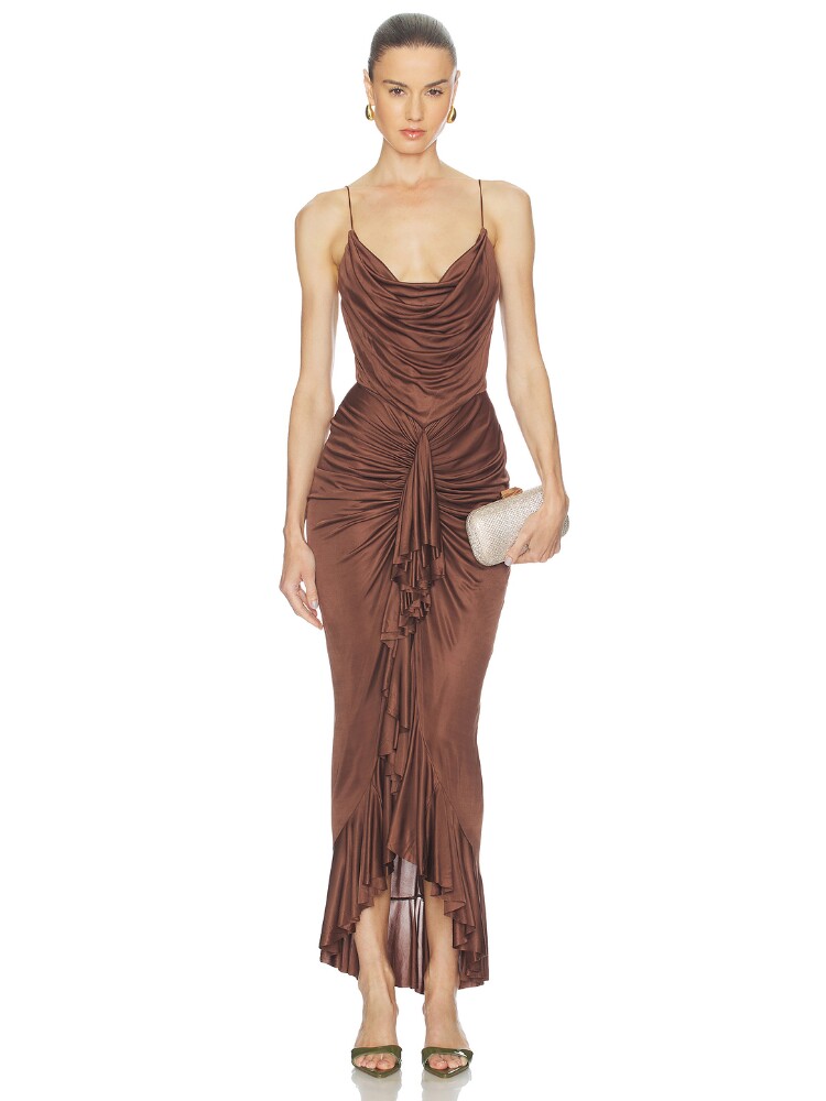 Atlein Ruffle Strappy Long Dress revolve小众新款