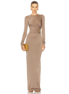 [冬季新品]Rebecca Vallance MISCHA 长袖长裙 棕色REVOLVE小众