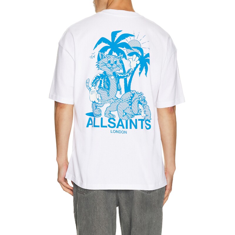 ALLSAINTS白色上衣印花圆领宽松短款无袖衬衫早秋新品REVOLVE