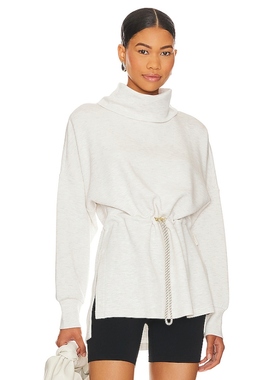 Varley 运动衫抽绳收腰上衣白色高领开叉针织衫REVOLVE小众新款