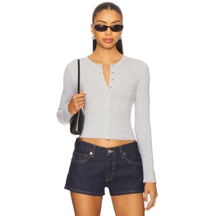 ALL THE WAYS短款 排扣上衣修身 新品 长袖 针织T恤REVOLVE 冬季