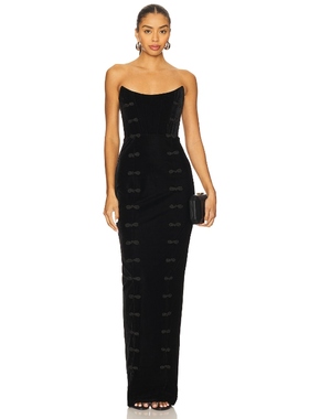 SAU LEE VESPER 丝绒礼服 黑色REVOLVE小众新款