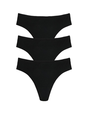 [冬季新品]Natori Bliss Bare Cotton Thong 3-pack 黑色REVOLVE