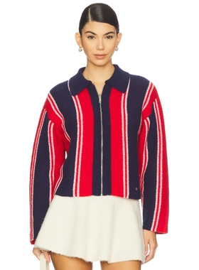 Damson Madder BIBI REVERSIBLE开衫红色羊毛衫REVOLVE