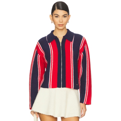 [春季新品]Damson Madder BIBI ERSIBLE开衫红色羊毛REVOLVE保暖