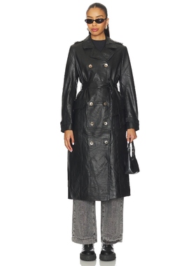 [冬季新品]One Teaspoon SUPERMODEL 风衣 黑色老钱风REVOLVE小众