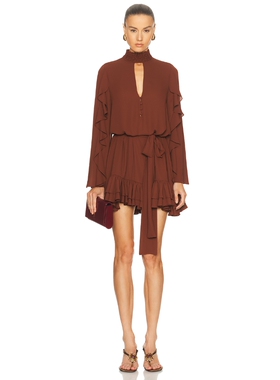 Alexis GIOVANNA 裙子 revolve小众新款 砖红色