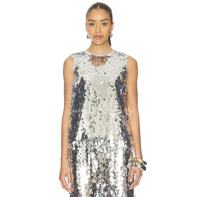 SIMONMILLER SHIRLEY SEQUIN 上装 金属银色 y2k辣妹风REVOLVE小