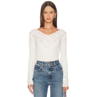 [冬季新品]Free People长袖内搭上衣象牙白V领简约风REVOLVE保暖