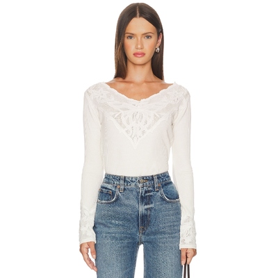 [冬季内搭]Free People 长袖上衣象牙白V领简约修身打底衫REVOLVE