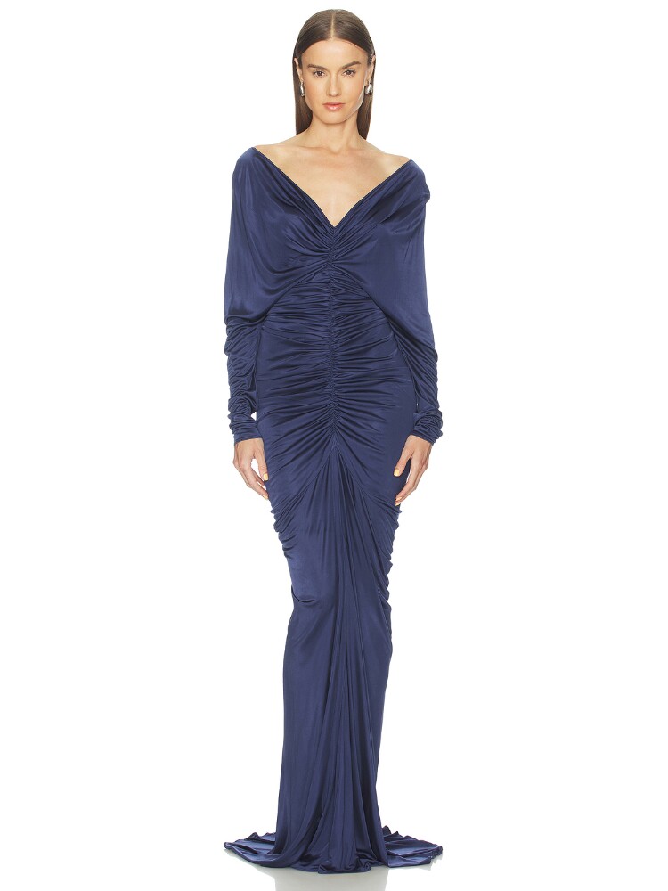 Atlein V Neck Ruched Gown revolve小众新款