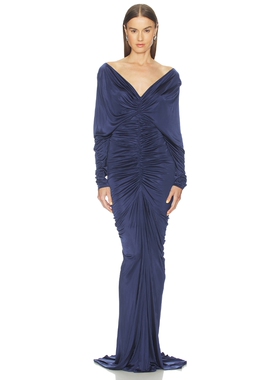 Atlein V Neck Ruched Gown revolve小众新款