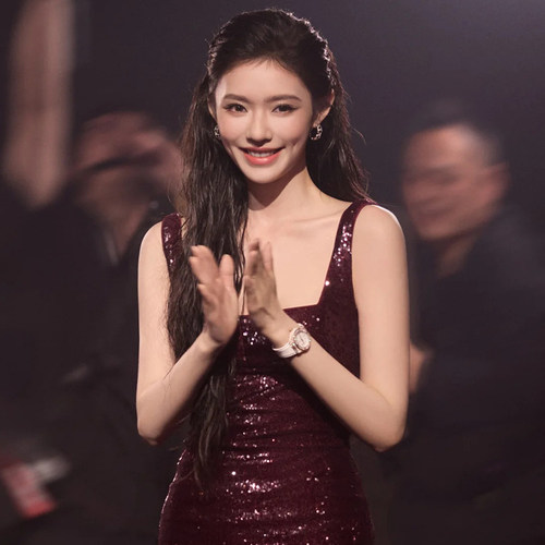 林允同款Camila Coelho带连衣裙酒红亮片吊方领修身礼服REVOLVE