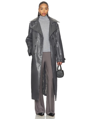 MADISON THE LABEL HUTSON 风衣 深灰色 老钱风REVOLVE小众新款