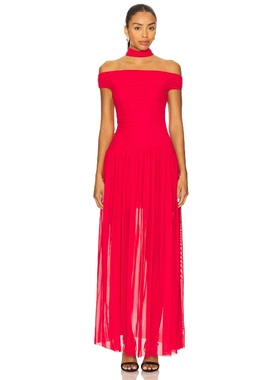 [冬季新品]Bec + Bridge DEIJA 露肩超长连衣裙 红色REVOLVE小众