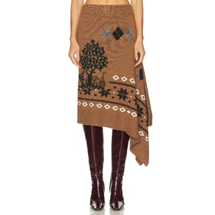 Isle Fair Midi Skirt Monse 棕色REVOLVE小众新款 Mixed