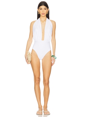 SKYLER SWIMWEAR PLUNGE NECK 一件式泳装 白色 y2k辣妹风REVOLVE