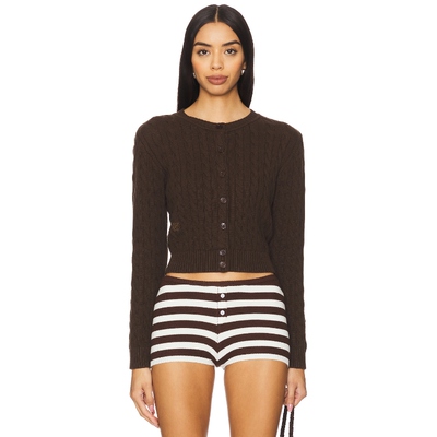 [冬季新品]Frankies Bikinis 绞花针织开衫 棕色REVOLVE小众