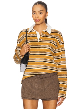 [冬季新品]Line & Dot REMIE 橄榄球衬衫深黄色y2k辣妹风REVOLVE