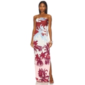 SAND Burgundy Off Ruched ROCOCO Dress Shoulder Maxi WhiteREV