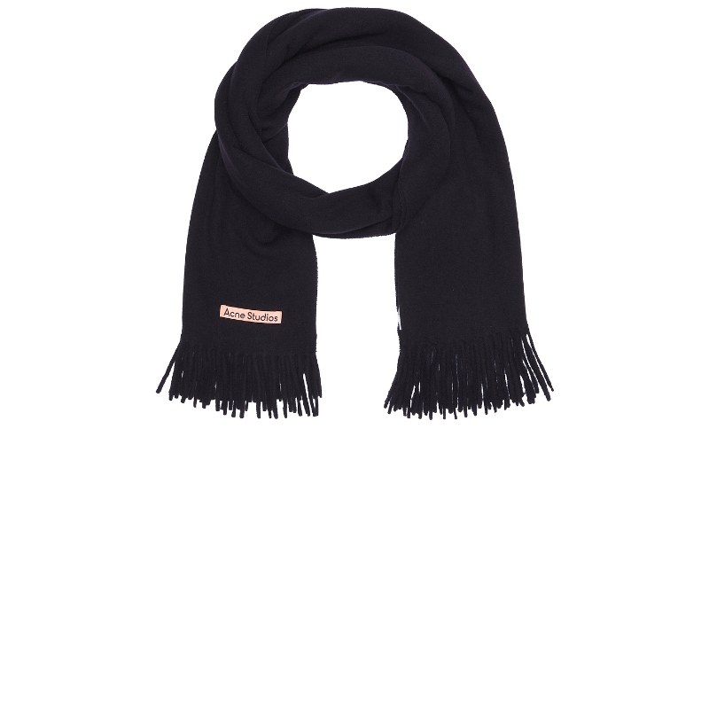 [冬季新品]Acne Studios 纯色流苏羊毛围巾黑色男女情侣REVOLVE