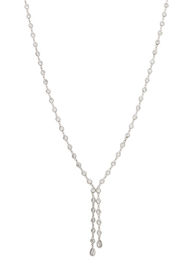 SHASHI Bezel Lariat Necklace 金属银色revolve小众新款