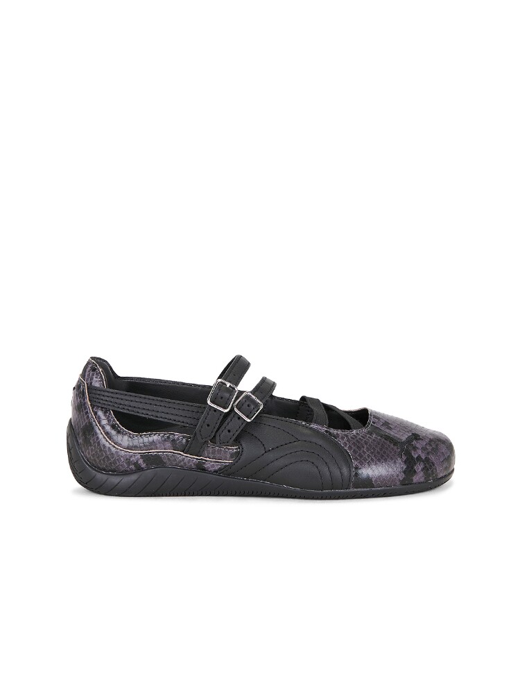 [夏季新品]Puma Select蛇纹拼接双扣带方头玛丽珍平底鞋REVOLVE