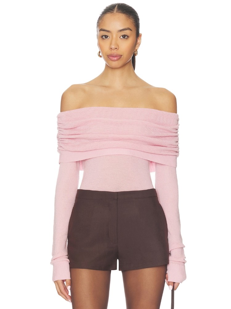 Susana Monaco 轻薄美利奴羊毛露肩毛衣 revolve小众新款 粉色,女装/女士精品,毛针织衫,淘宝优惠券,粉丝福利购,淘宝优惠卷