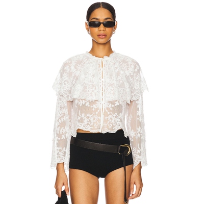 Sea Marja Embroidery Capelet Blouse 白色 y2k辣妹风REVOLVE小