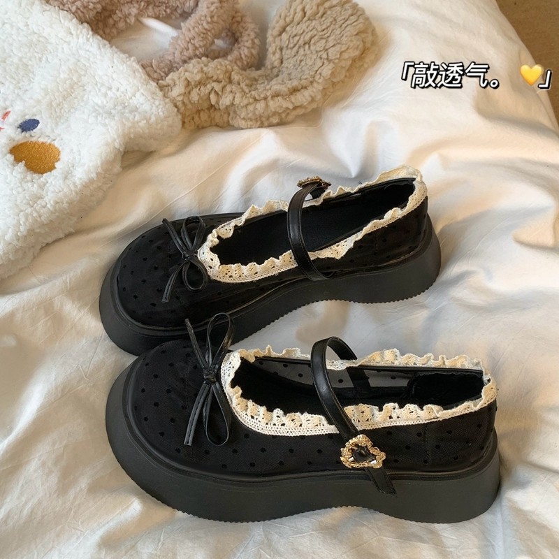 设计感松糕厚底玛丽珍单鞋女2026夏季新款配裙子网纱透气jk小皮鞋