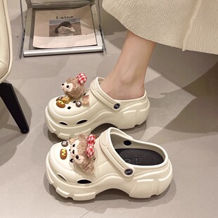 增高EVA洞洞鞋女款外穿2026夏季新款踩屎感厚底防滑包头凉拖鞋夏