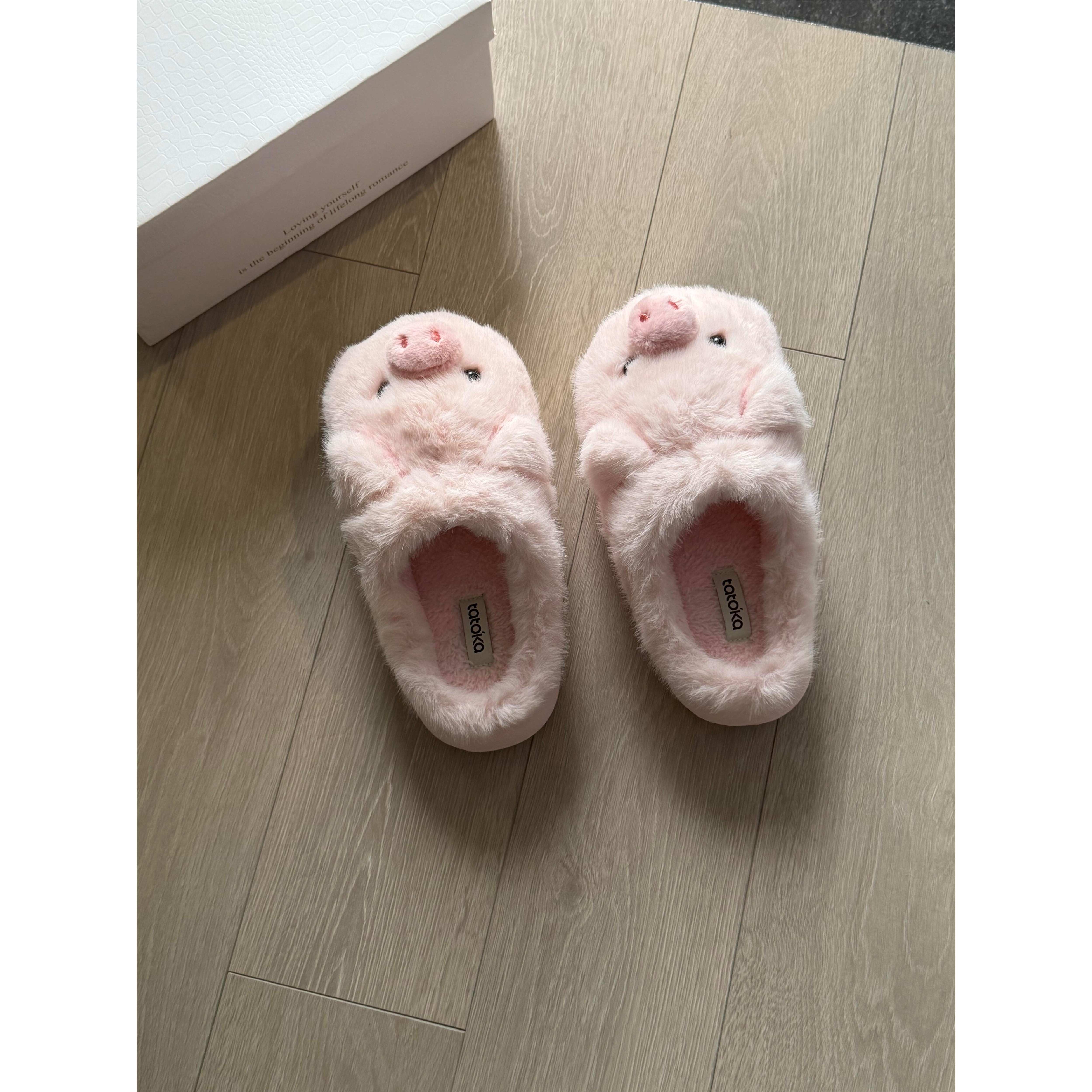 小猪棉拖鞋女冬季毛绒保