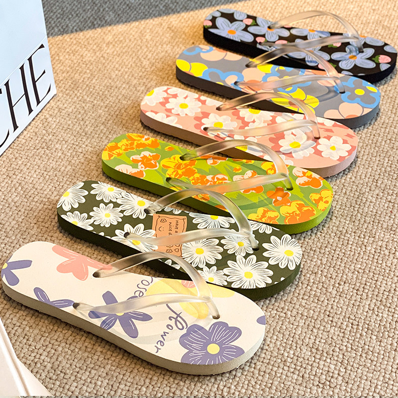 春暖花开人字拖女潮流ins学生百搭夹脚平底沙滩海边度假凉拖鞋女