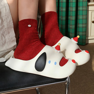 女士 学生防滑防撞趣味生日帽小狗一字居家拖鞋 外穿百搭夏季 凉拖鞋