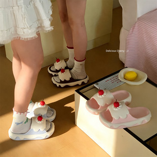 夏季 女eva浴室一字网红防滑凉拖鞋 拖鞋 可爱樱桃奶油蛋糕居家新款