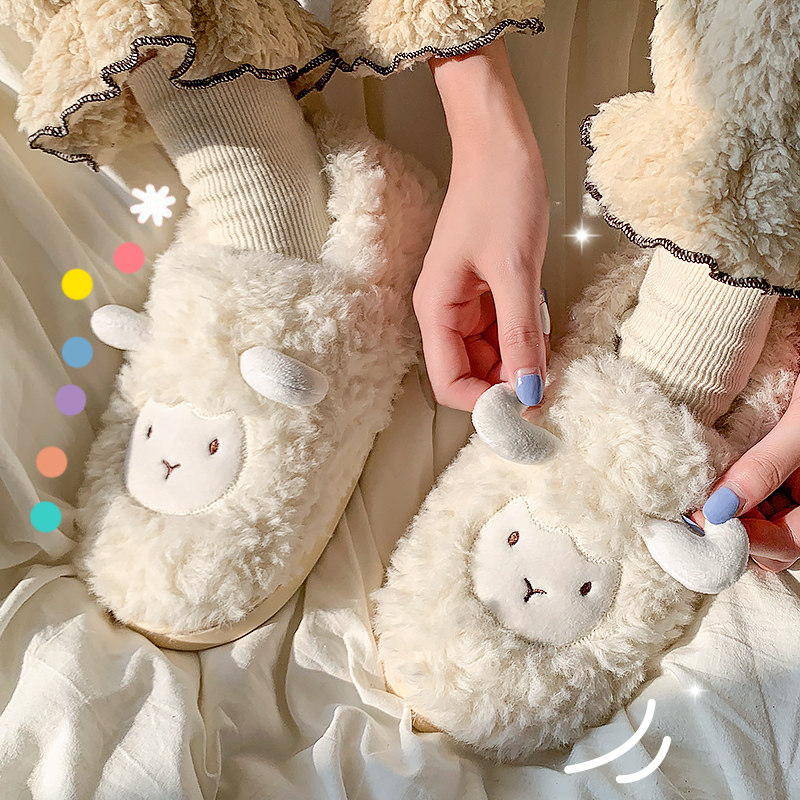 可爱棉鞋女款2026新款秋冬天居家室内防滑保暖月子鞋毛毛拖鞋女士