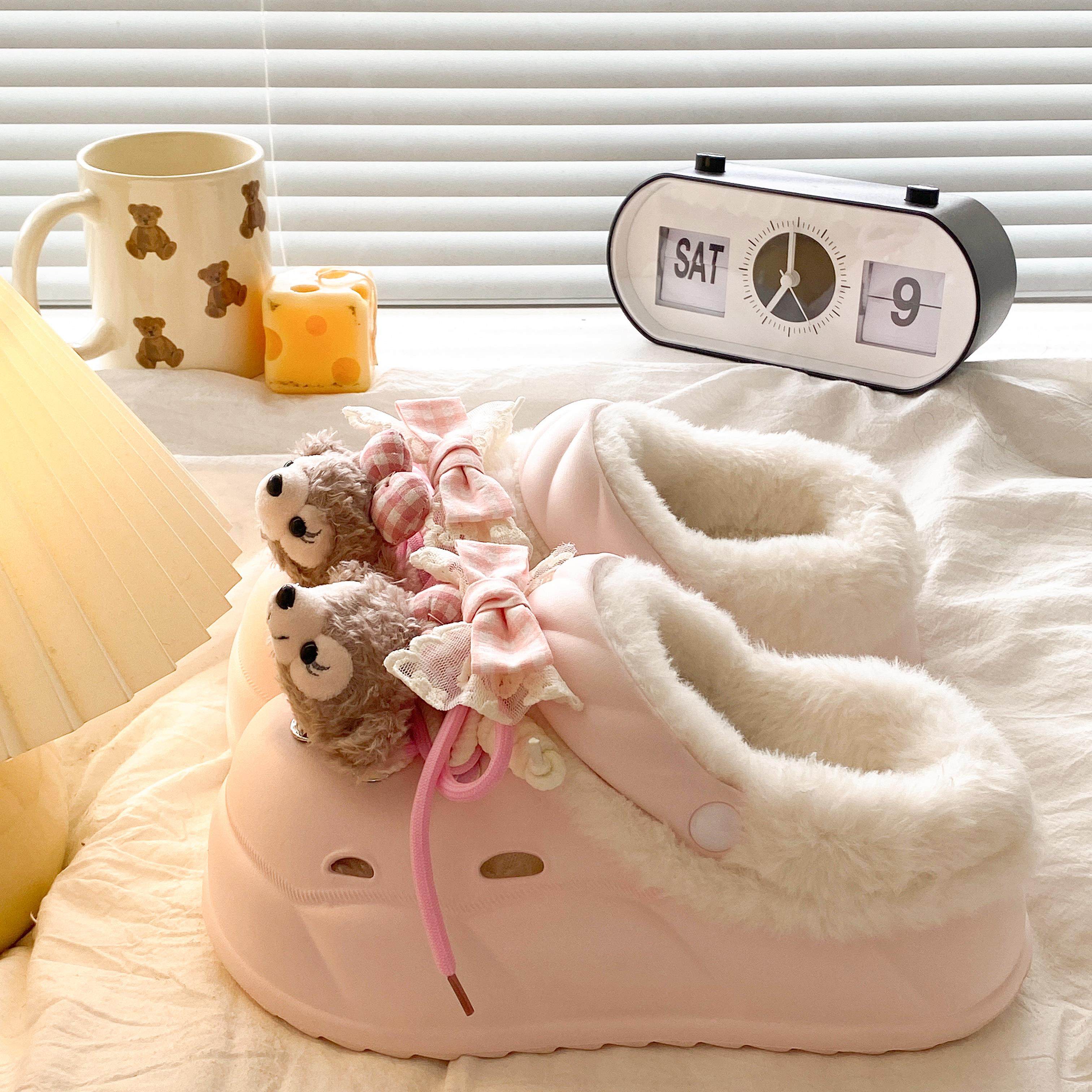 冬季增高加绒踩屎感外穿保暖半包跟防滑厚底学生棉拖鞋女2026新款