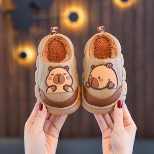 卡皮巴拉防水儿童拖鞋2026新款秋冬男童室内家居防滑女孩棉拖大童
