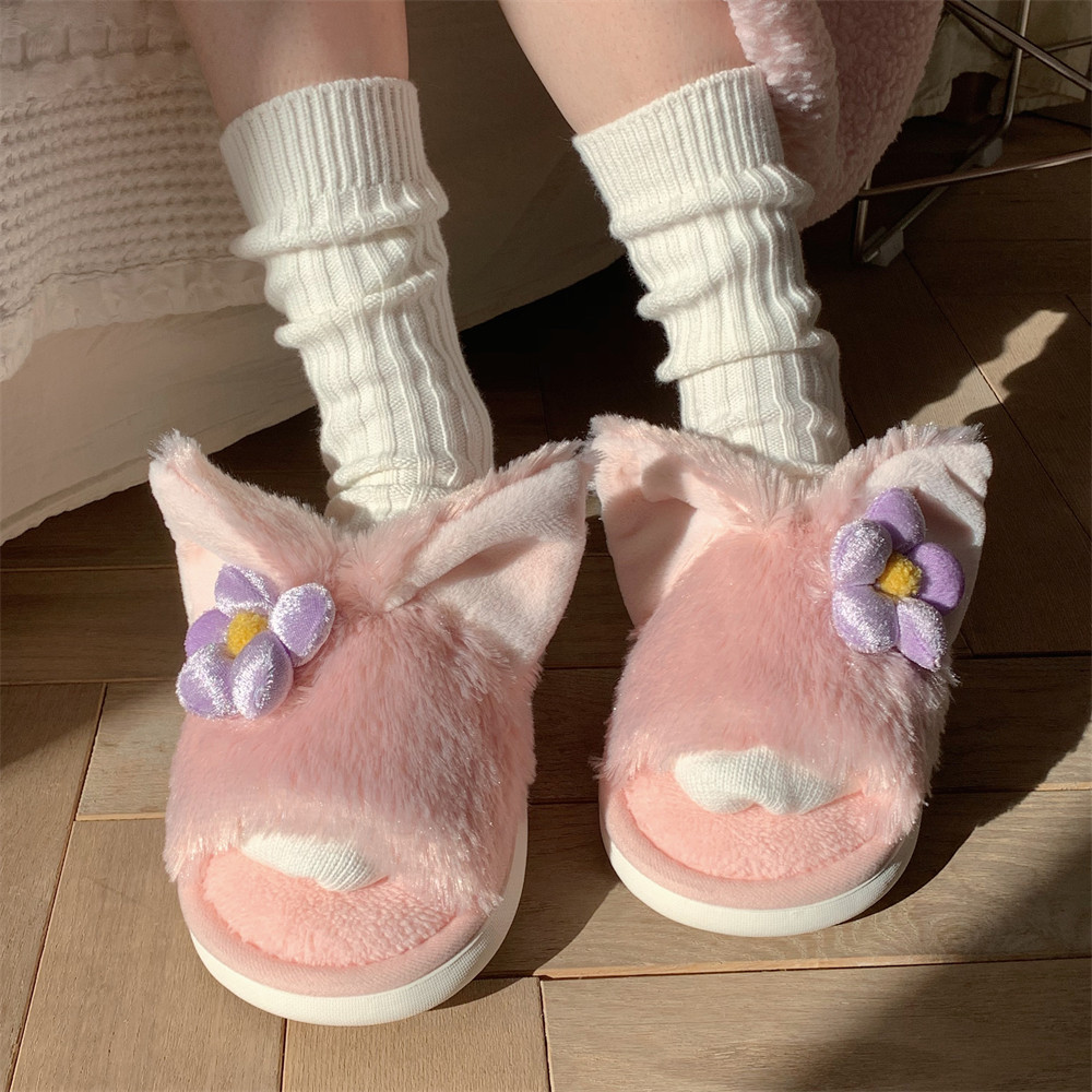 保暖百搭棉拖鞋卧室可爱新款厚底少女心粉色冬时尚居家毛毛拖鞋女
