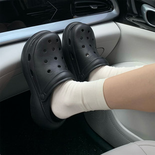 凉拖鞋 软厚底舒适新款 休闲女士学生增高eva洞洞鞋 夏沙滩防滑时尚