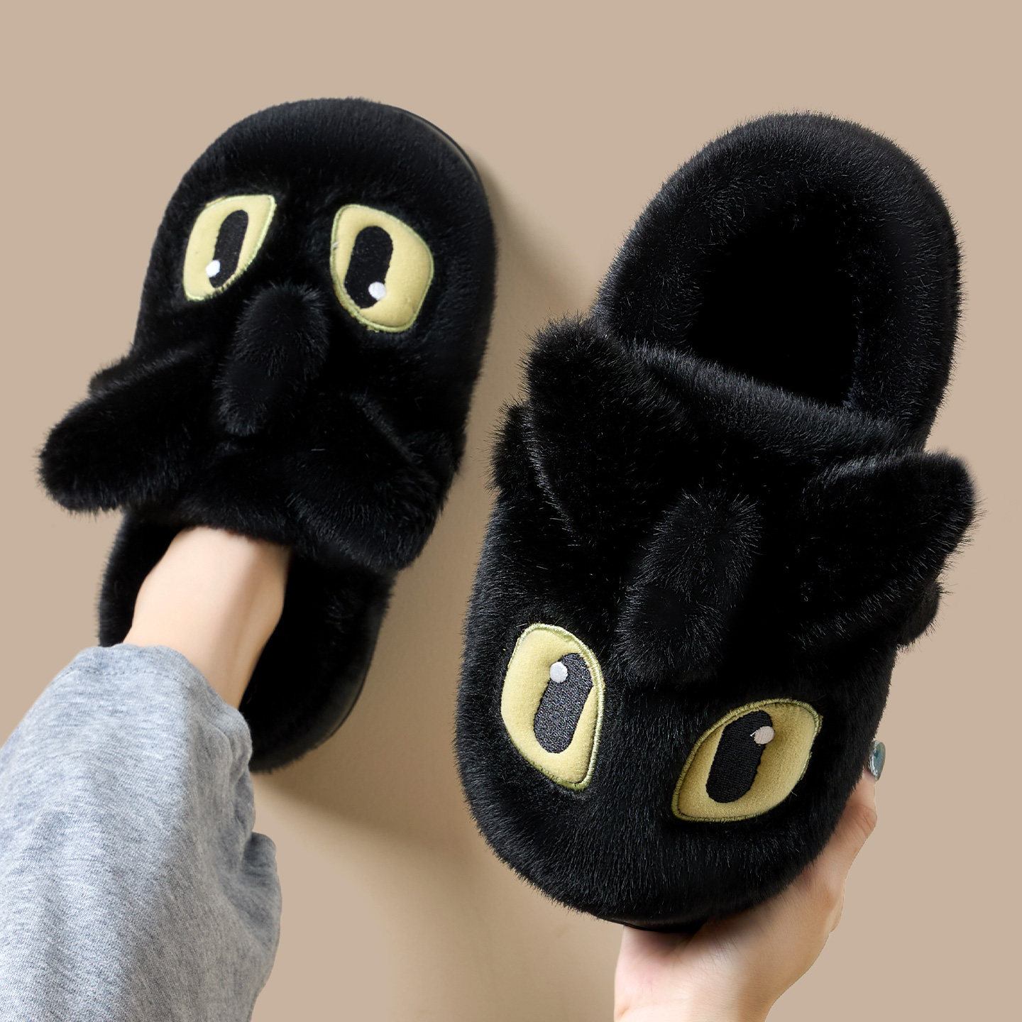 棉拖鞋男士外穿2026新款防滑厚底加绒保暖居家毛绒拖鞋女包跟冬天